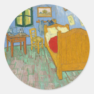 Pegatina Redonda The Bedroom - Vincent van Gogh (1889)