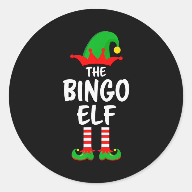 Pegatina Redonda The Bingo Elf Matching Family Christmas  (Anverso)