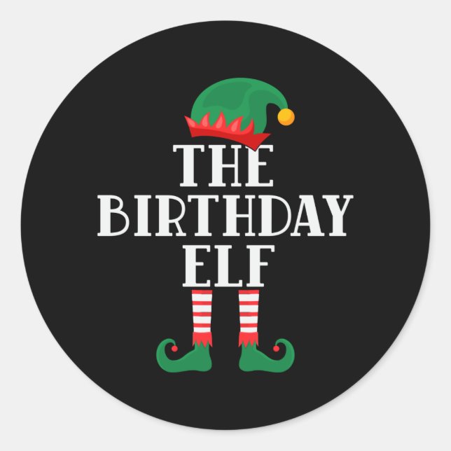 Pegatina Redonda The Birthday Elf Funny Christmas (Anverso)