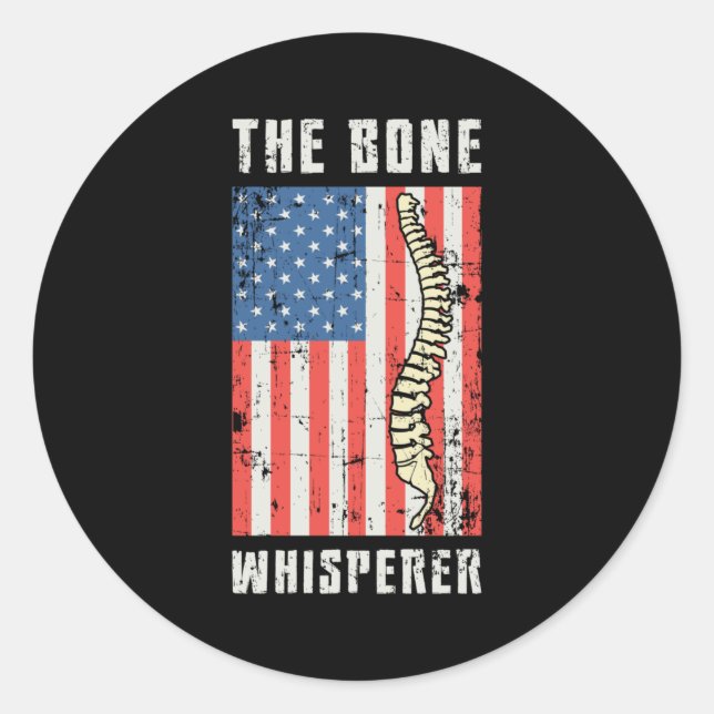Pegatina Redonda The Bone Whisperer Chiropractor Spine Chiropractic (Anverso)