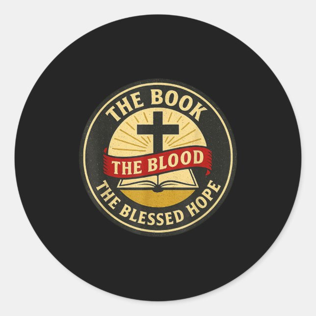 Pegatina Redonda The Book, Blood And Blessed Hope, Kjv  (Anverso)