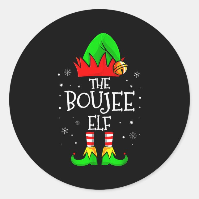 Pegatina Redonda The Boujee Elf Group Matching Family Christmas Xma (Anverso)