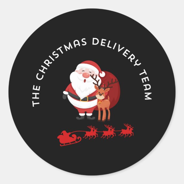 Pegatina Redonda The Christmas Delivery Team (Anverso)