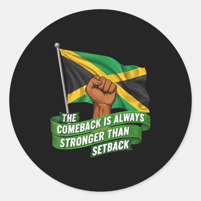 Pegatina Redonda The Comeback Is Always Stronger Jamaica Strong Fla (Anverso)