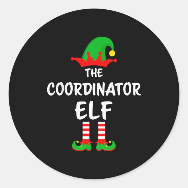 Pegatina Redonda The Coordinator Elf Matching Family Christmas  (Anverso)