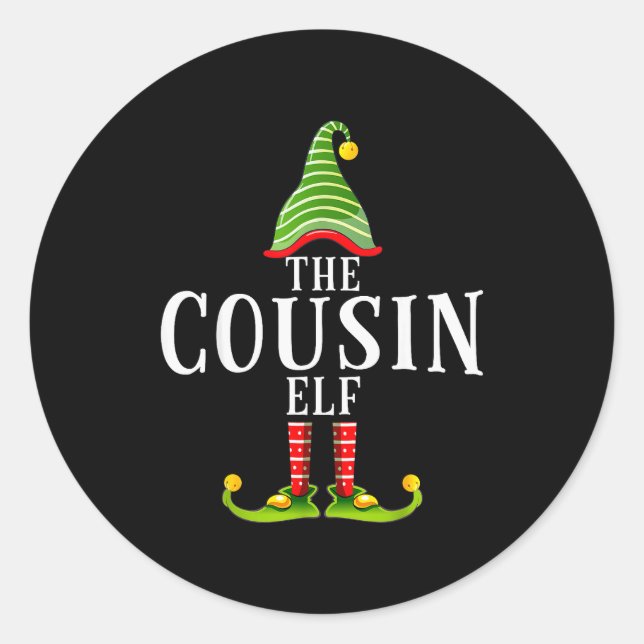 Pegatina Redonda The Cousin Elf Funny Matching Pajama Xmas  (Anverso)