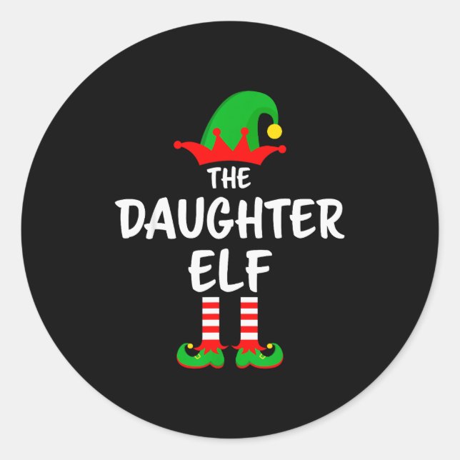 Pegatina Redonda The Daughter Elf Matching Family Christmas  (Anverso)