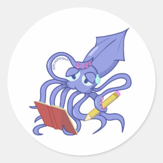Pegatina Redonda The drawing calamari