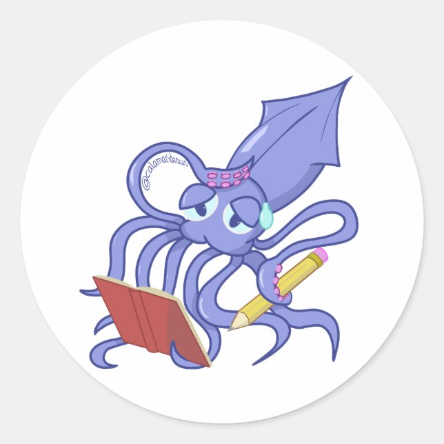 Pegatina Redonda The drawing calamari (Anverso)