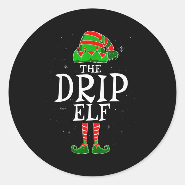 Pegatina Redonda The Drip Elf Group Matching Family Christmas Swag  (Anverso)