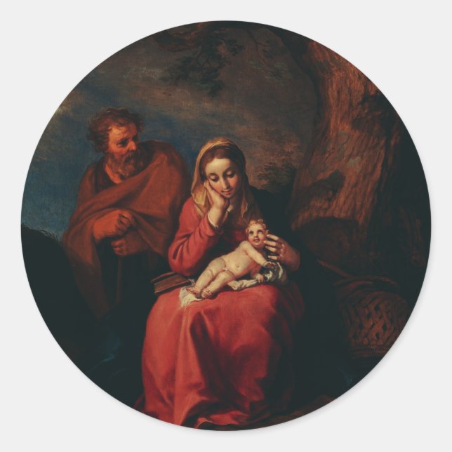 Pegatina Redonda The Flight into Egypt by Abraham Bloemaert  (Anverso)