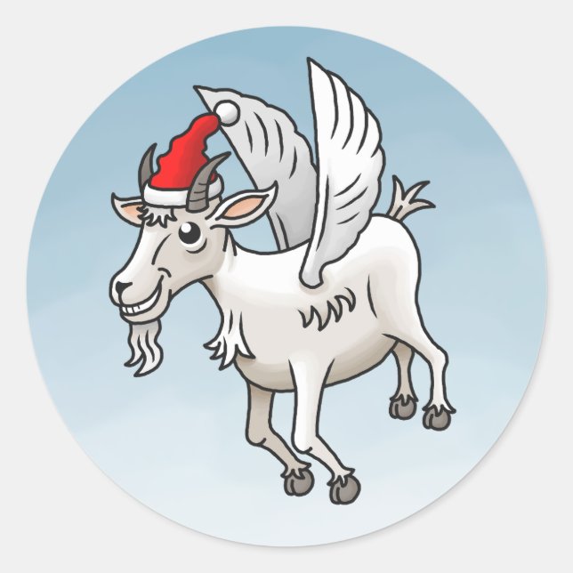 Pegatina Redonda The Flying Christmas Goat (Anverso)