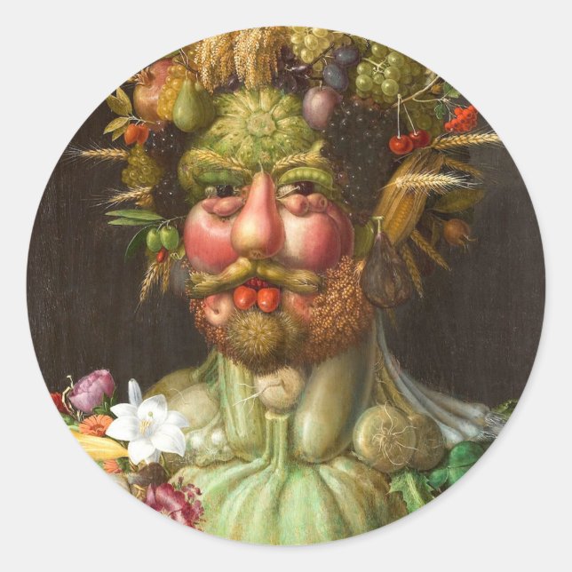 Pegatina Redonda The Four Seasons: Vertumnus - Giuseppe Arcimboldo (Anverso)