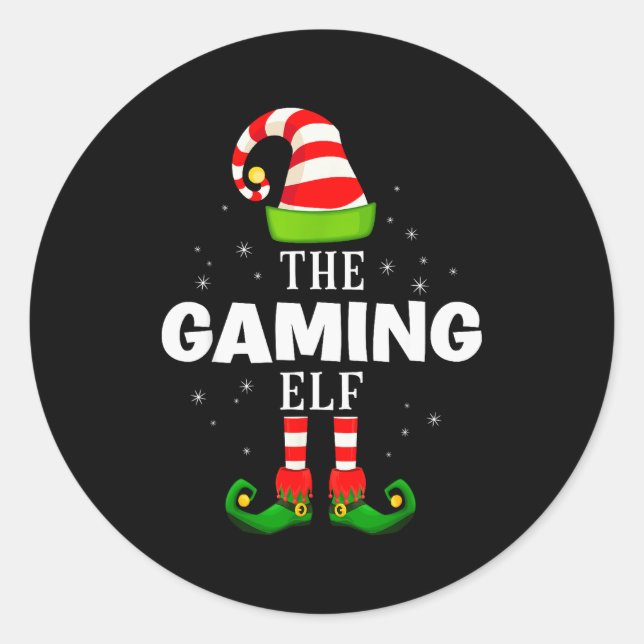 Pegatina Redonda The Gaming Elf Christmas Pjs Matching Pajama  (Anverso)