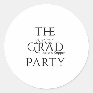 Pegatina Redonda The grad party name 20XX bold letter graduatsimple