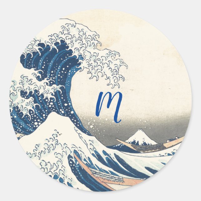 Pegatina Redonda The Great Wave - Japanese art (Anverso)