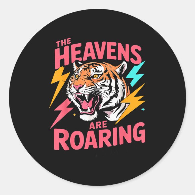 Pegatina Redonda The Heavens Are Roaring Psalm 19_1 Tiger Christian (Anverso)
