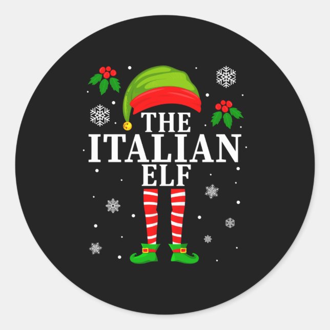 Pegatina Redonda The Italian Elf Family Matching Christmas Pajama L (Anverso)