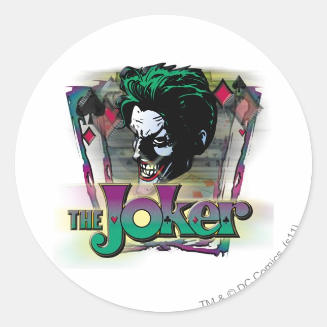 Pegatina Redonda The Joker - Face and Logo (Anverso)