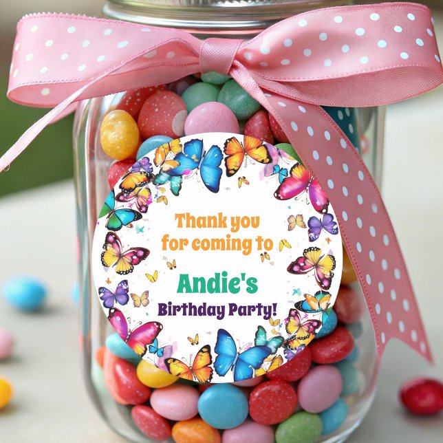 Pegatina Redonda The Joy of Butterflies Birthday Party (Subido por el creador)