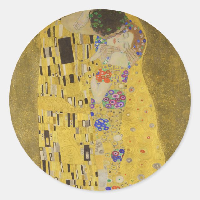 Pegatina Redonda The kiss - Gustav Klimt (Anverso)