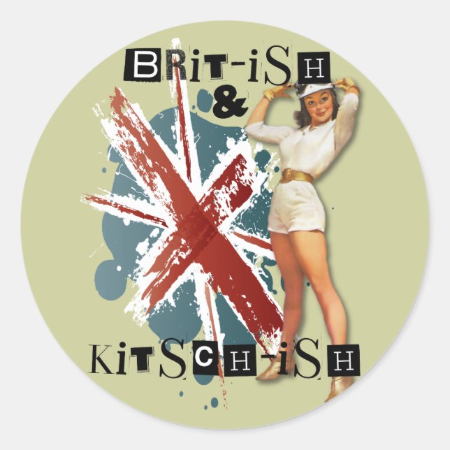 Pegatina Redonda The Kitsch Bitsch : Brit-ish & Kitsch-ish Pin Up (Anverso)