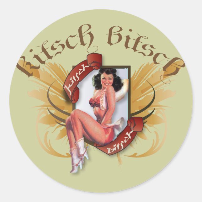 Pegatina Redonda The Kitsch Bitsch :Kowgirl Kitsch Tattoo Pin Up (Anverso)