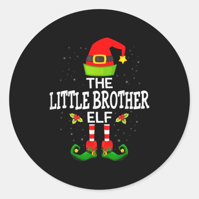 Pegatina Redonda The Little Brother Elf Christmas Family Matching P (Anverso)