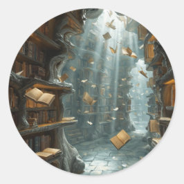 Pegatina Redonda The Living Library
