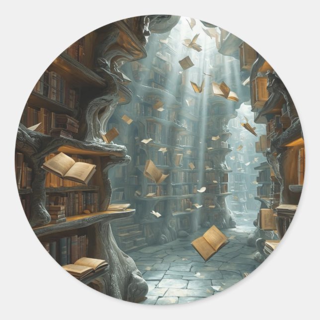 Pegatina Redonda The Living Library (Anverso)