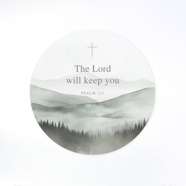 Pegatina Redonda The Lord Will Keep You – Psalm 121 Christian Faith (Subido por el creador)