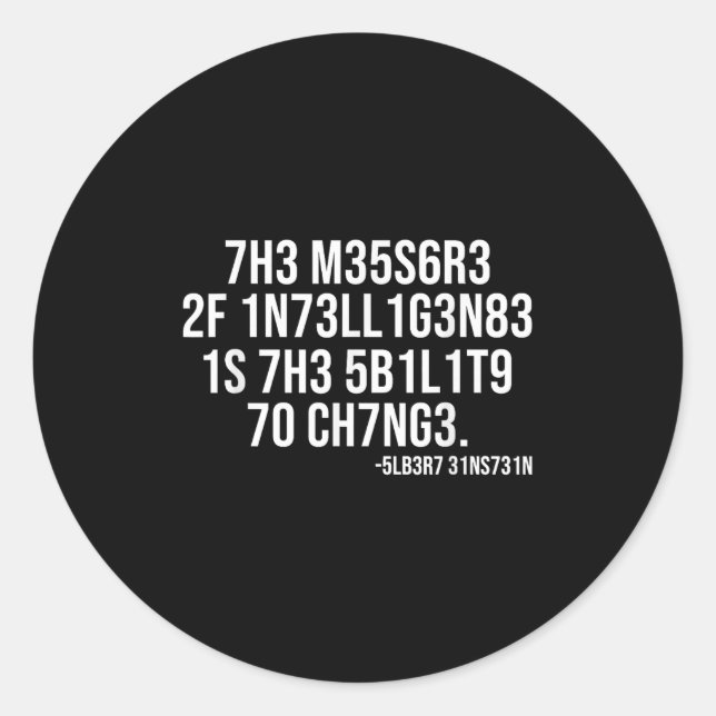 Pegatina Redonda The Measure Of Intelligence Coded Motivational Sci (Anverso)