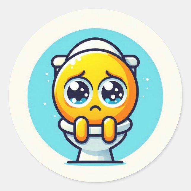 Pegatina Redonda  the melancholic in the toilet Sticker (Anverso)