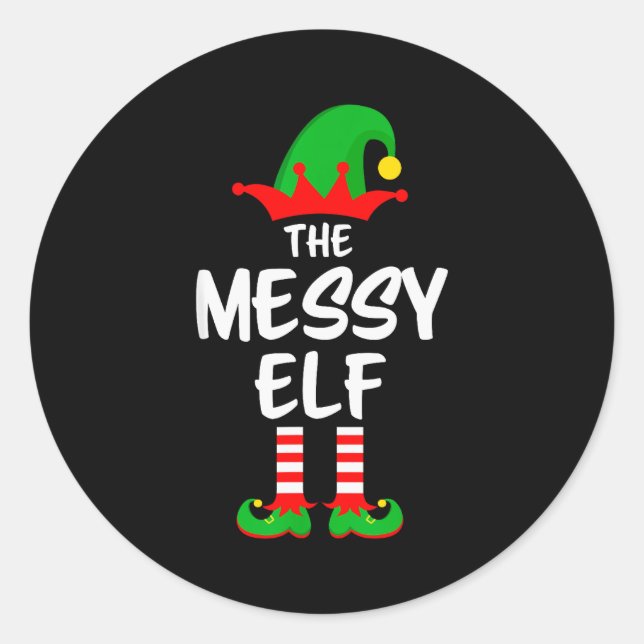 Pegatina Redonda The Messy Elf Matching Family Christmas  (Anverso)
