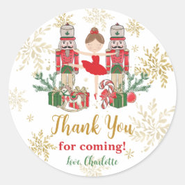 Pegatina Redonda The Nutcracker Ballet Red Green Christmas Favor