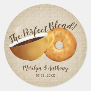 Pegatina Redonda The Perfect Blend Café y Bagel   Boda