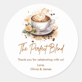 Pegatina Redonda The Perfect Blend Coffee Agradecimiento Ducha de P
