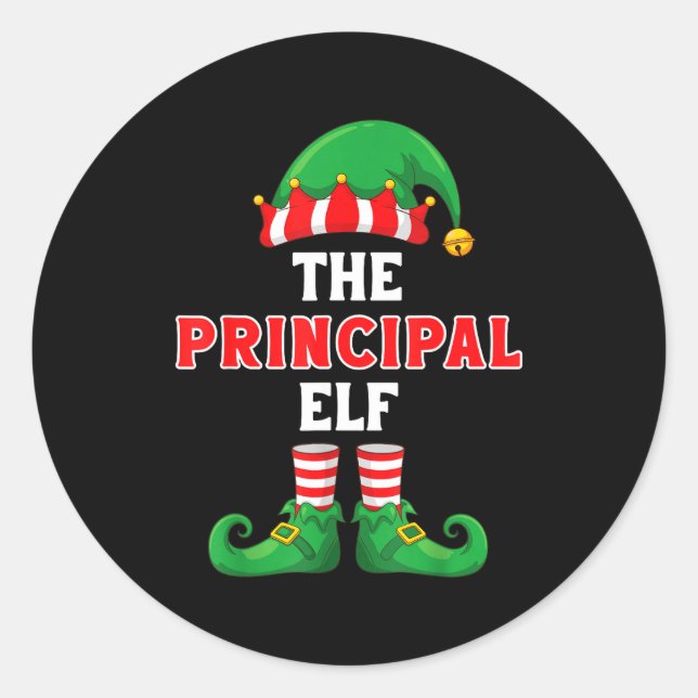 Pegatina Redonda The Principal Elf Christmas For Principal School P (Anverso)
