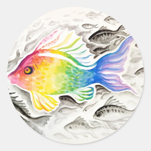 Pegatina Redonda The rainbow fish   (Anverso)