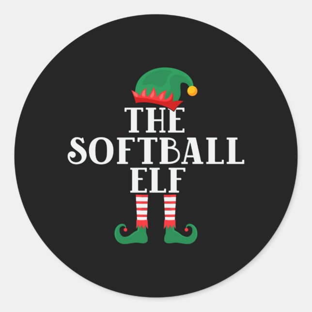 Pegatina Redonda The Softball Elf Funny Christmas (Anverso)