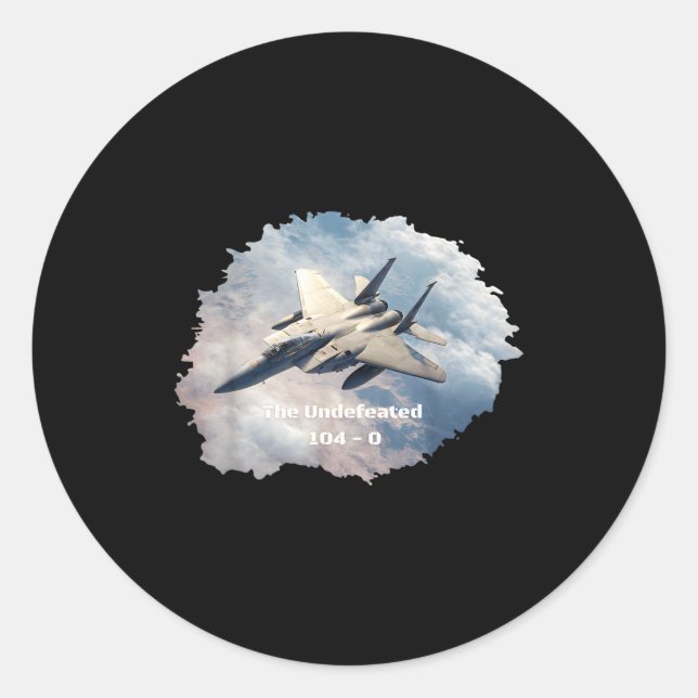 Pegatina Redonda The Undefeated F-15, 104-0, V3 - Patriotic Series  (Anverso)