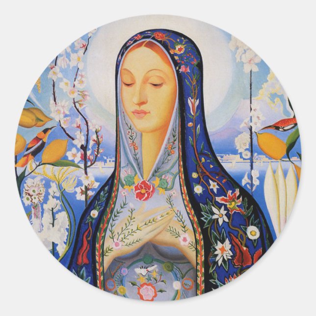 Pegatina Redonda The Virgin - Joseph Stella (Anverso)
