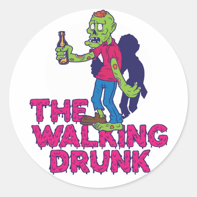 Pegatina Redonda The Walking Drunk (Anverso)