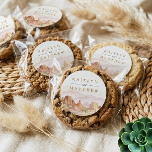 Pegatina Redonda The Watercolor Desert Range Wedding Suite -