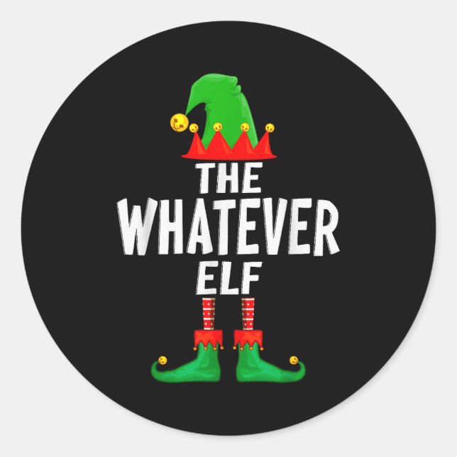 Pegatina Redonda The Whatever Elf Matching Family Christmas  (Anverso)