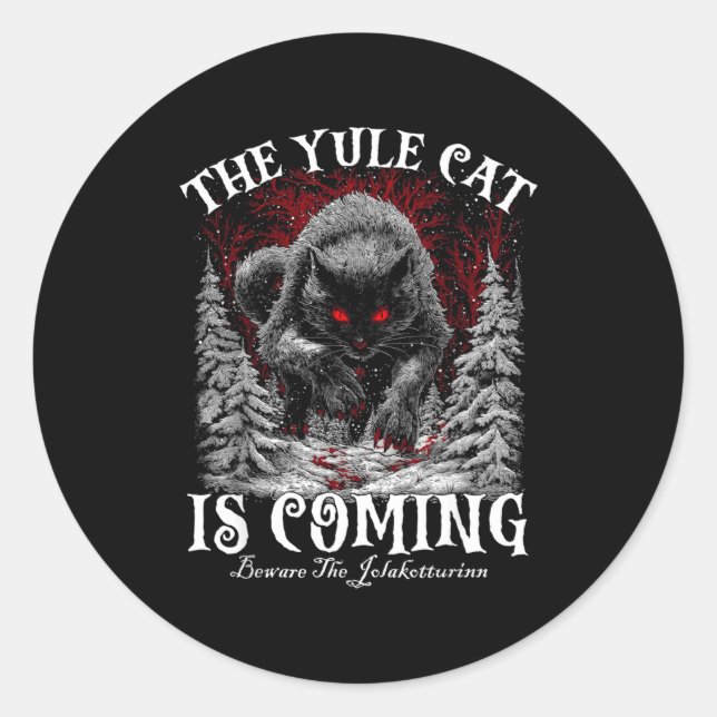 Pegatina Redonda The Yule Cat Is Coming  (Anverso)