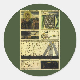 Pegatina Redonda Theatrum Cometicum Cometas por Stanislaw Lubieniec