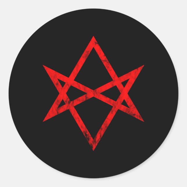 Pegatina Redonda Thelema Símbolo Thelemite Unicursal Hexagram Occul (Anverso)
