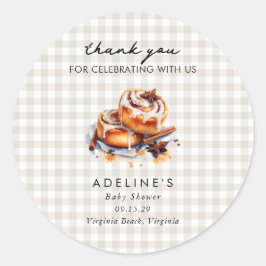 Pegatina Redonda There's a Little Bun in the Oven Baby Shower 