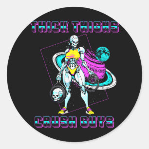 Pegatina Redonda Thick Thighs Crush Chicos Hombres Construcción de 